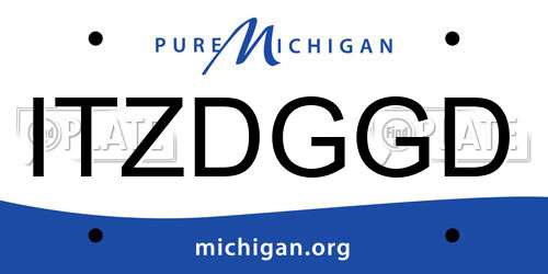 ITZDGGD Michigan License Plate
