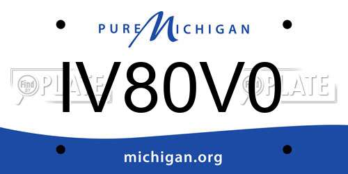 IV80V0 Michigan License Plate
