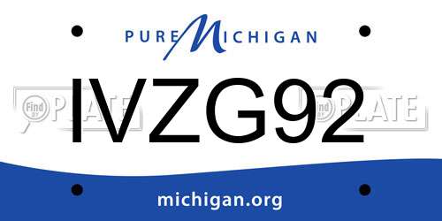 IVZG92 Michigan License Plate
