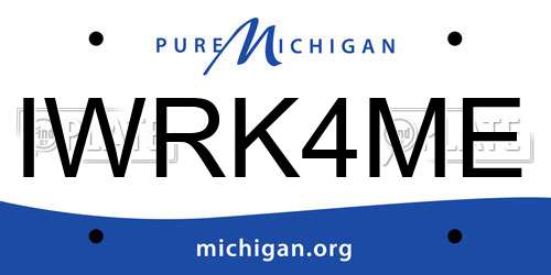 IWRK4ME Michigan License Plate