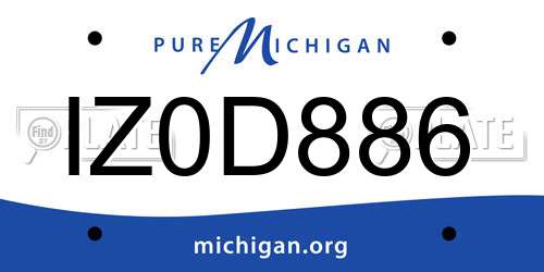 IZ0D886 Michigan License Plate