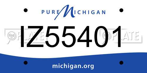 IZ55401 Michigan License Plate