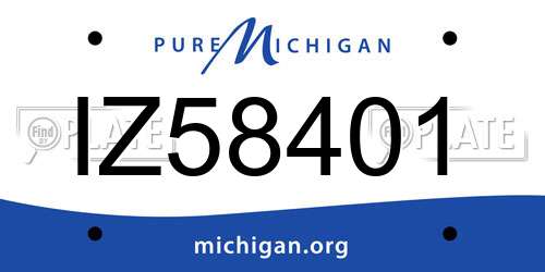 IZ58401 Michigan License Plate