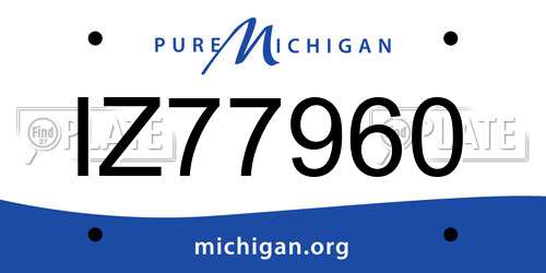 IZ77960 Michigan License Plate