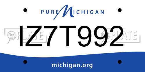 IZ7T992 Michigan License Plate