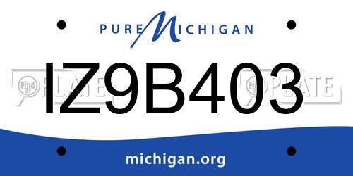 IZ9B403 Michigan License Plate