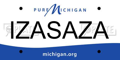 IZASAZA Michigan License Plate