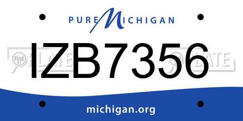 IZB7356 Michigan License Plate