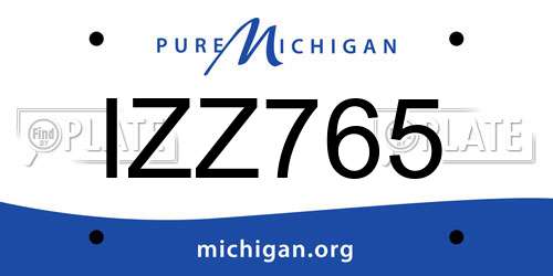 IZZ765 Michigan License Plate