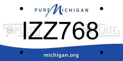 IZZ768 Michigan License Plate