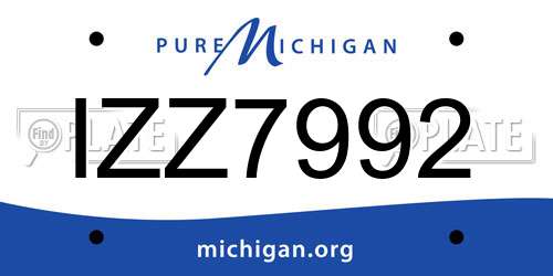 IZZ7992 Michigan License Plate
