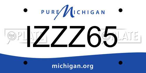IZZZ65 Michigan License Plate
