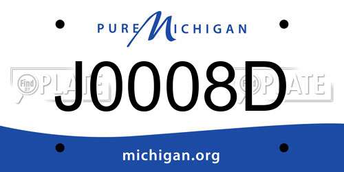 J0008D Michigan License Plate