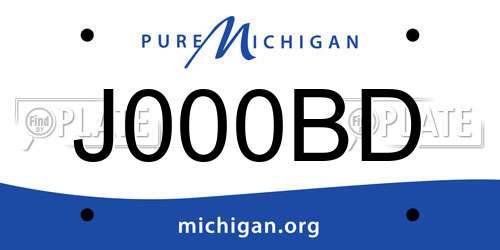 J000BD Michigan License Plate