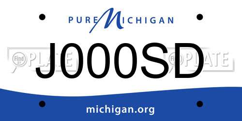 J000SD Michigan License Plate