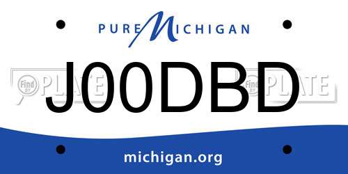 J00DBD Michigan License Plate