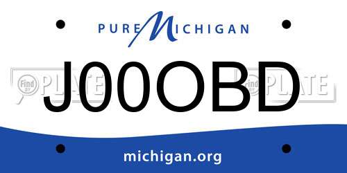 J00OBD Michigan License Plate