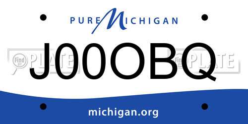 J00OBQ Michigan License Plate