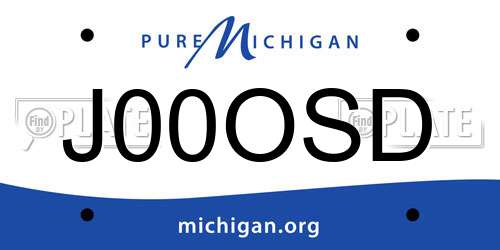 J00OSD Michigan License Plate