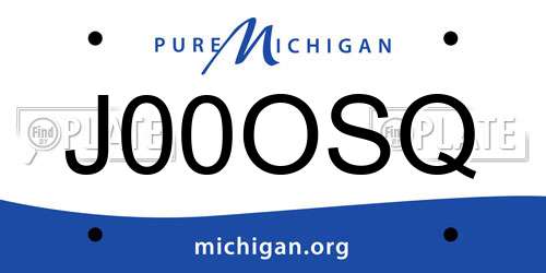 J00OSQ Michigan License Plate