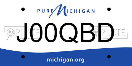 J00QBD Michigan License Plate