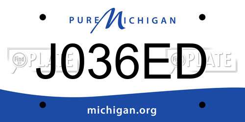 J036ED Michigan License Plate