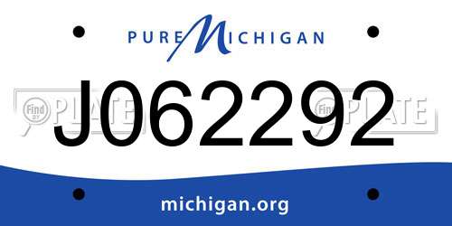 J062292 Michigan License Plate