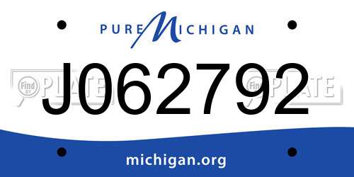 J062792 Michigan License Plate