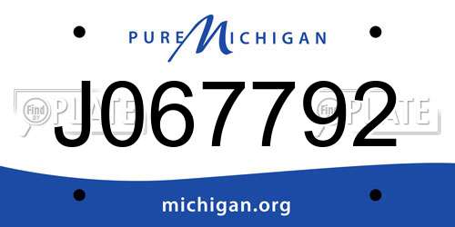 J067792 Michigan License Plate