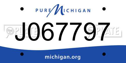 J067797 Michigan License Plate
