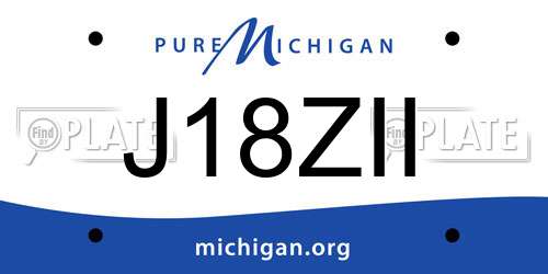 J18ZII Michigan License Plate