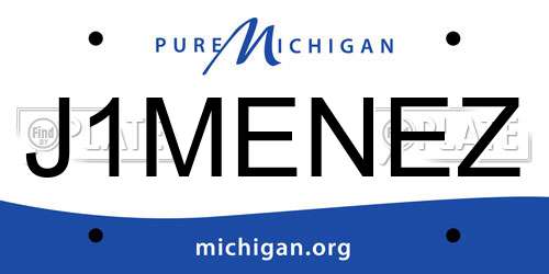 J1MENEZ Michigan License Plate