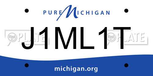 J1ML1T Michigan License Plate