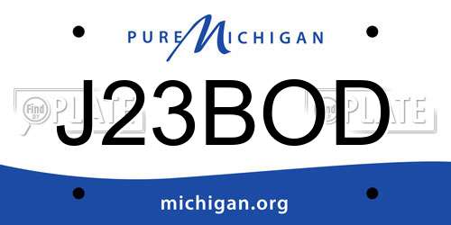 J23BOD Michigan License Plate