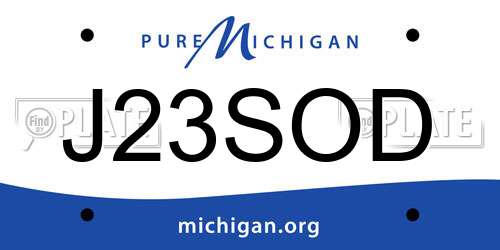 J23SOD Michigan License Plate