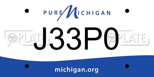 J33P0 Michigan License Plate