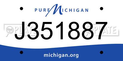 J351887 Michigan License Plate
