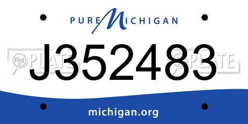 J352483 Michigan License Plate