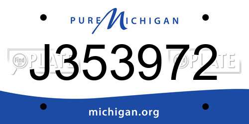 J353972 Michigan License Plate