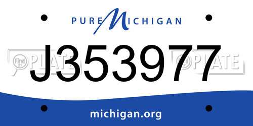 J353977 Michigan License Plate