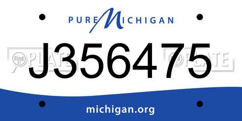 J356475 Michigan License Plate