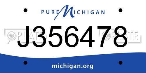 J356478 Michigan License Plate