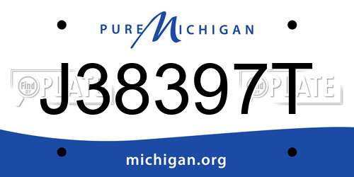 J38397T Michigan License Plate