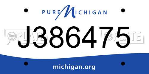 J386475 Michigan License Plate