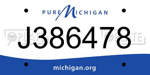 J386478 Michigan License Plate