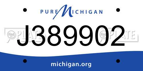 J389902 Michigan License Plate