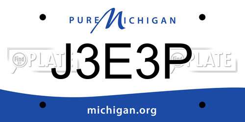 J3E3P Michigan License Plate
