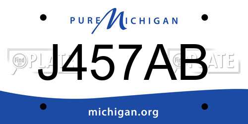 J457AB Michigan License Plate