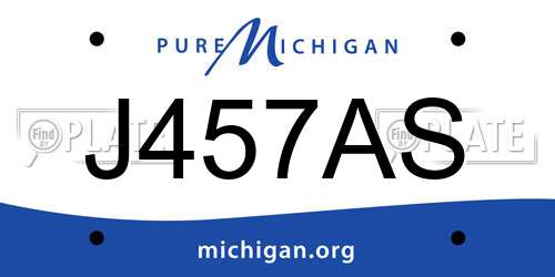 J457AS Michigan License Plate