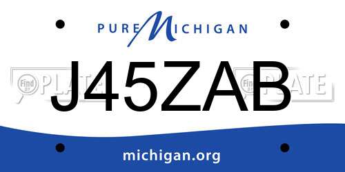 J45ZAB Michigan License Plate